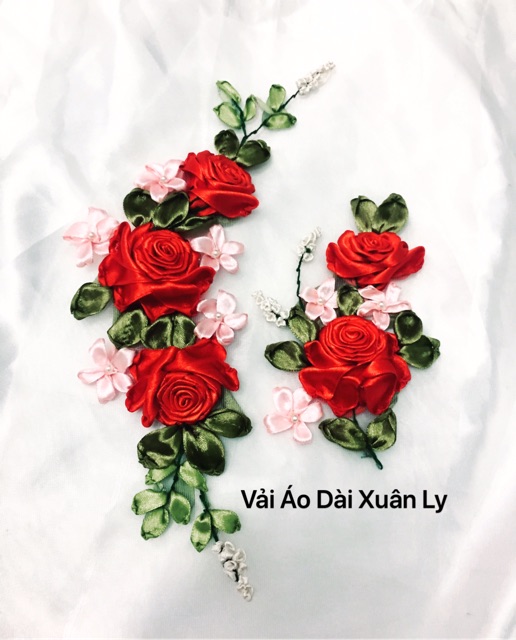 Set thêu ruy băng hoa hồng nhiều màu