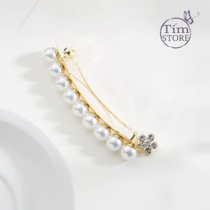 Kẹp tóc nữ 2023 ngọc trai nhân tạo và hoa TIMSTORE phụ kiện thời trang phong cách tiểu thư hàn quốc