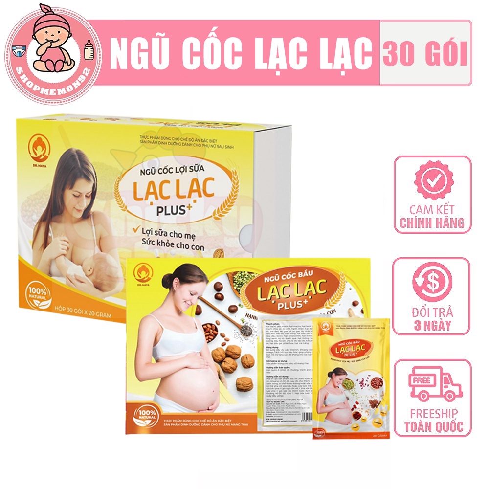 Ngũ cốc lợi sữa - Ngũ cốc bầu Lạc Lạc hộp 30 gói bổ sung thêm dưỡng chất cần thiết