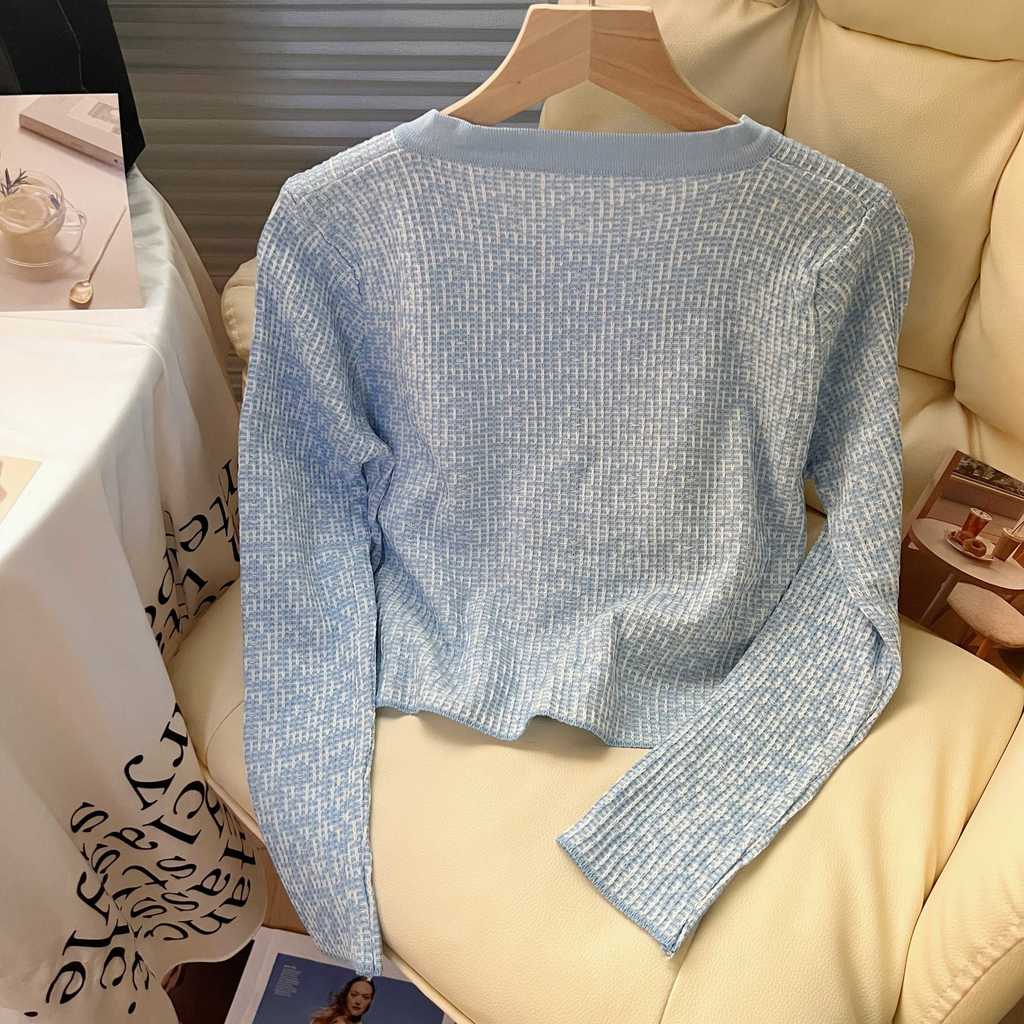 Áo Khoác Cardigan Dệt Kim Mỏng Tay Dài Dáng Ôm Phong Cách Hàn Quốc Thời Trang Cho Nữ
