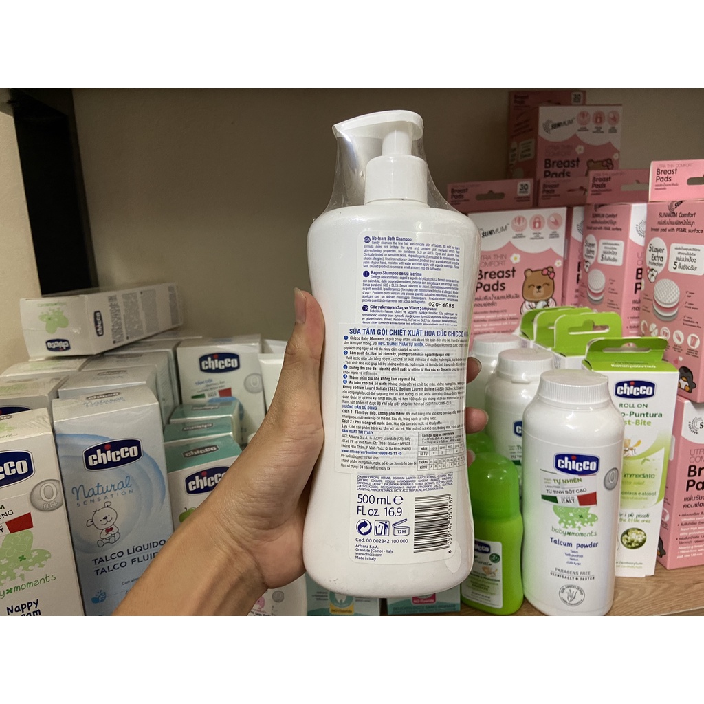 [Chính hãng Chicco] Sữa tắm gội Chicco chai 200ml và 500ml cho bé từ 0M+