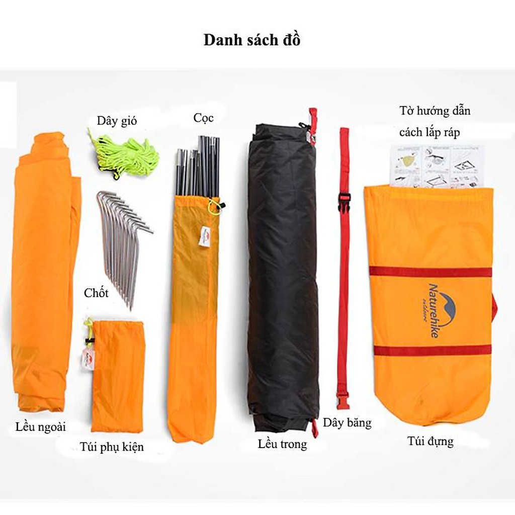 [BẢNH BAO-5 SAO] LỀU 4 NGƯỜI 2 LỚP, CHỊU NƯỚC, THOÁNG KHÍ NATUREHIKE NH18Z044-P (TĂNG CƯỜNG KHẢ NĂNG CHỐNG NẮNG)