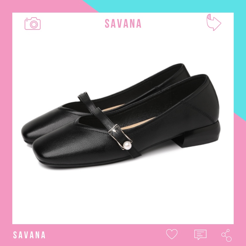 giày bệt nữ mũi tròn cao cấp Vintage Savana  GBN5598