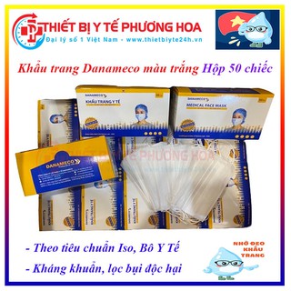 [Giao ngay] Khẩu trang 3 lớp Danameco màu trắng kháng khuẩn tiêu chuẩn Iso, Bộ Y tế công nhận