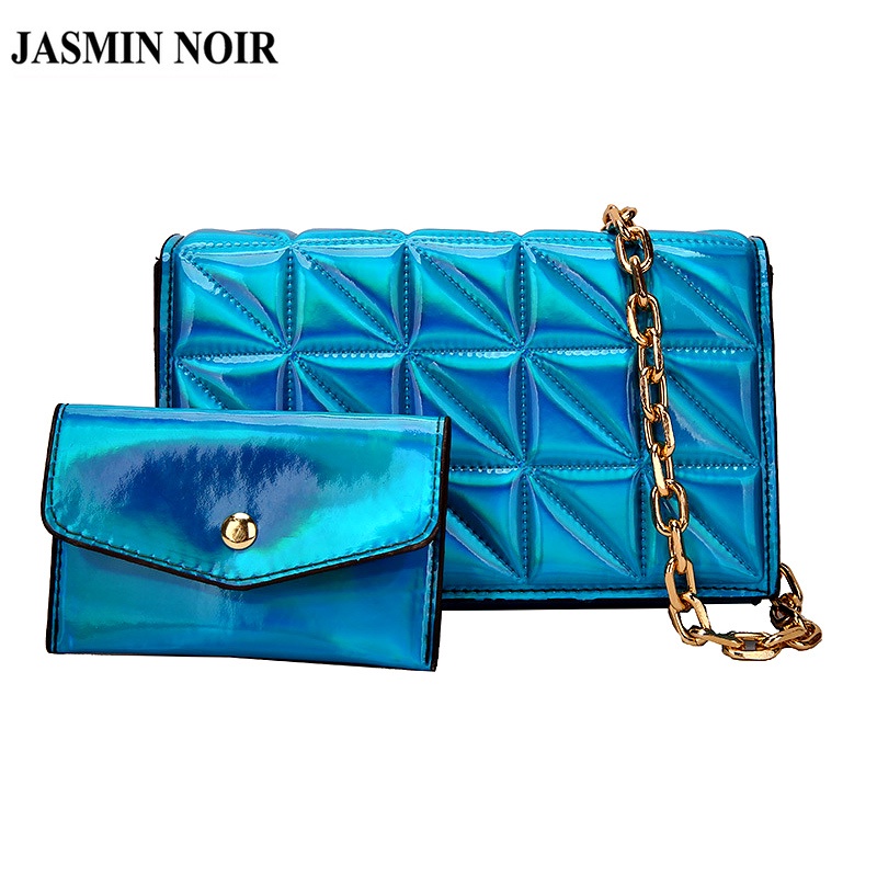 JASMIN NOIR Túi Đeo Chéo Quai Xích Họa Tiết Kẻ Sọc Cho Nữ