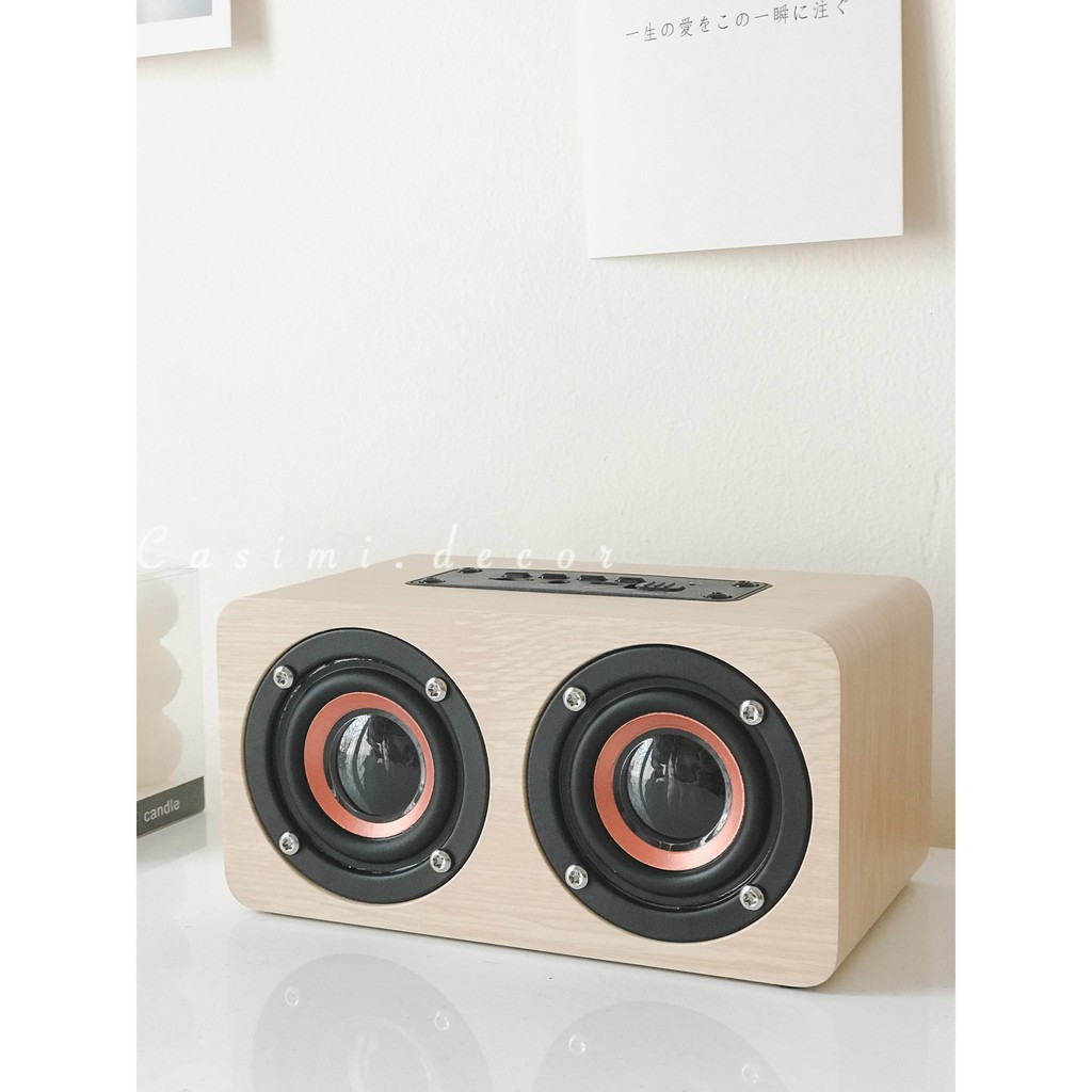 [FOLLOW US GIẢM 40K] Loa nghe nhạc mini speaker bằng bluetooth chất liệu giả gỗ nhỏ gọn dễ dàng di chuyển Casimi decor