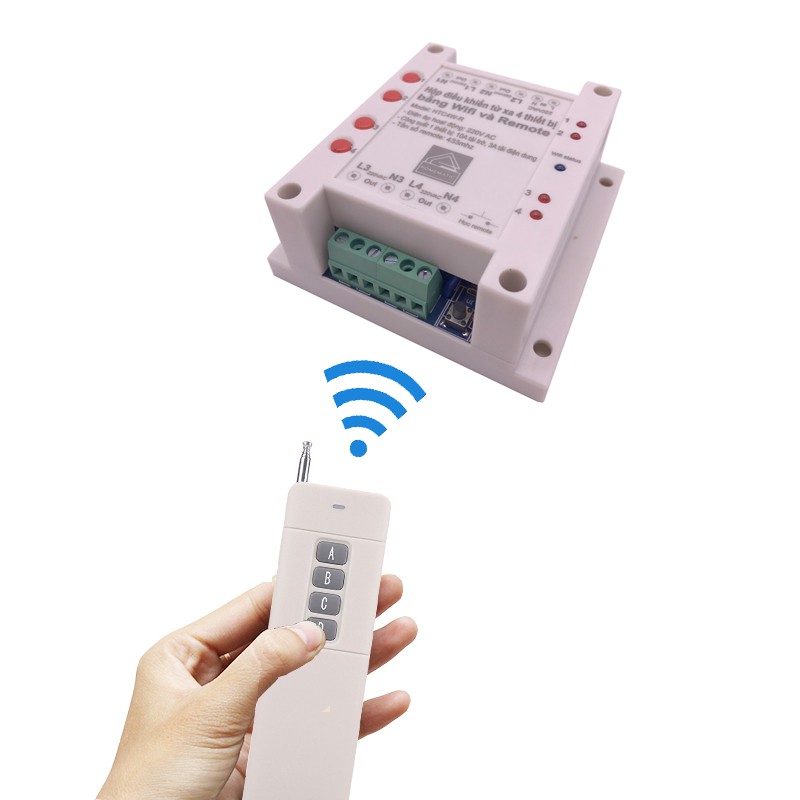 Hộp công tắc wifi điều khiển từ xa 4 thiết bị hỗ trợ remote HTC4W