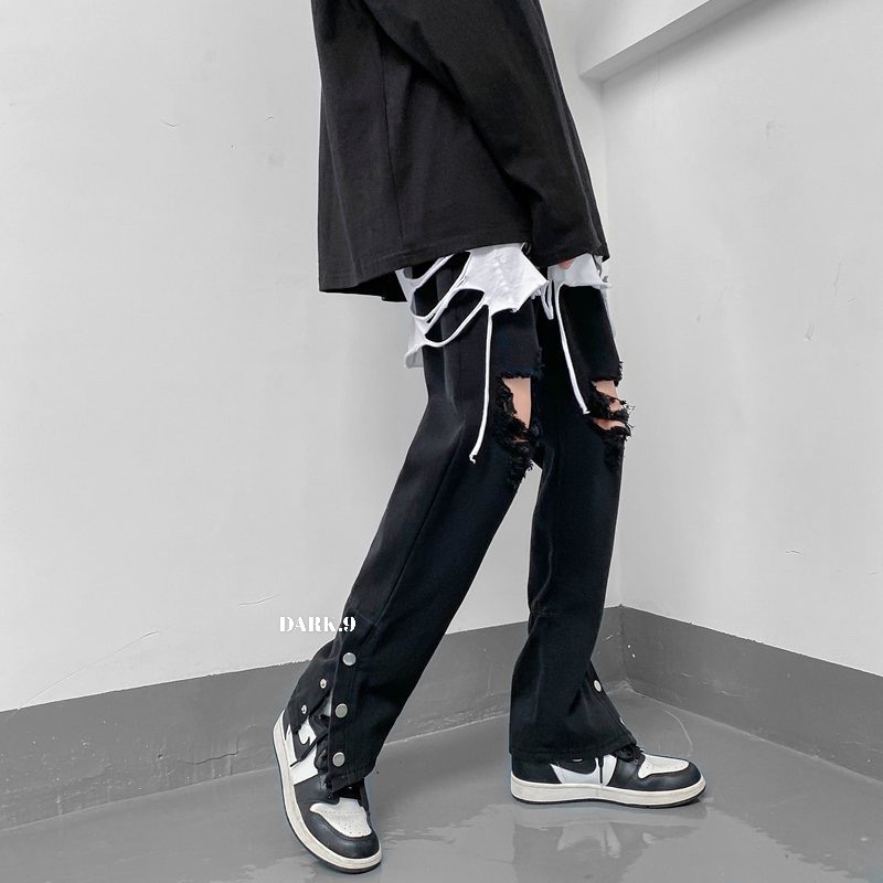 Quần bò rách nút nam nữ unisex QB101