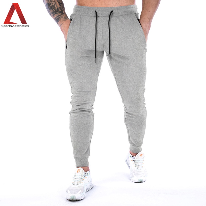 Quần Thể Thao Cotton Plus Size Có Túi Khóa Kéo Đơn Giản Cho Nam