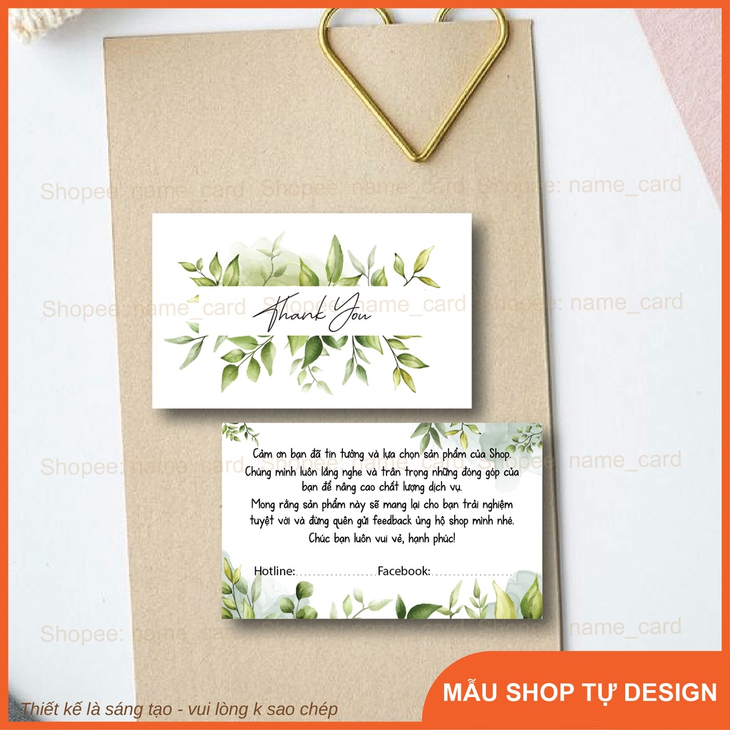 Thiệp cảm ơn, thank you card dùng cho shop bán hàng có sẵn tại shop