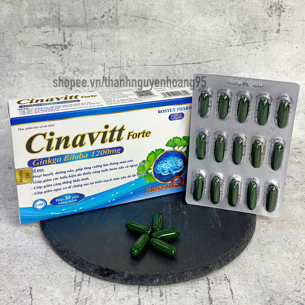 Viên uống CINAVIT FORT tăng tuần hoàn máu não, tăng cường trí nhớ, hỗ trợ não bộ - Hộp 30 viên