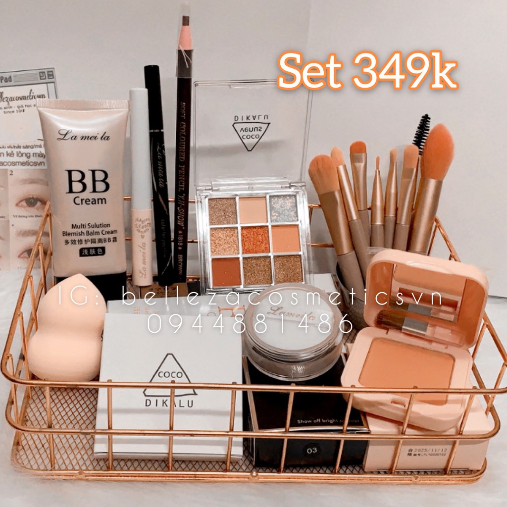Combo makeup cá nhân 349k gồm 9 sản phẩm cơ bản cho người tập makeup