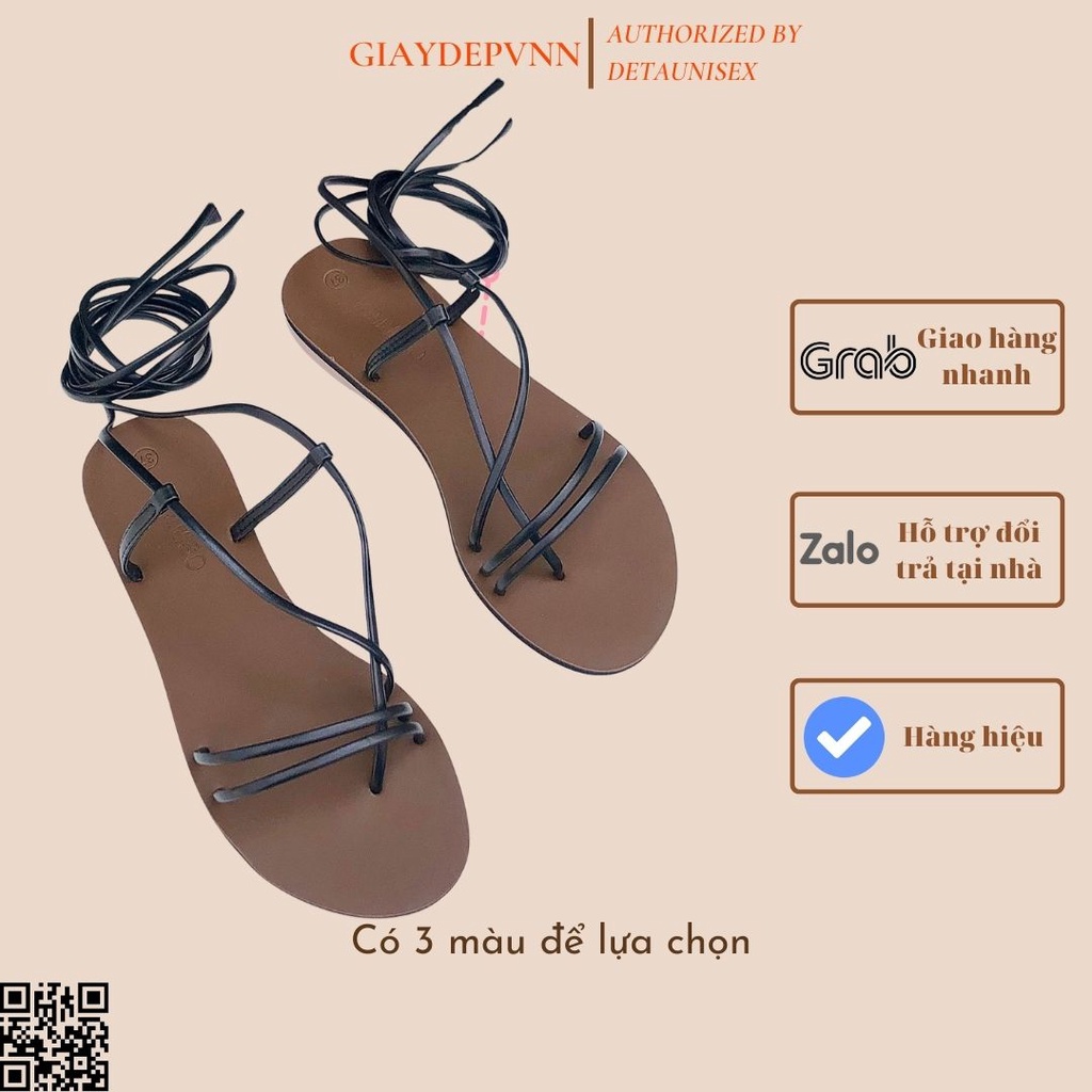 Giày Sandal Đế Bằng Xỏ Ngón Quai Hậu Cột Dây Đi Học Đi Làm SX01