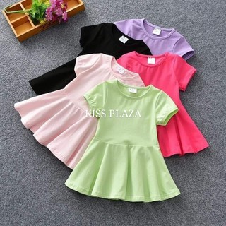 [HOT] VÁY BASIC MÀU TRƠN COTTON HÈ THOÁNG MÁT HÚT MỒ HÔI CHO BÉ YÊU CỰC XINH | 7-17KG | VIDEO THẬT | KISS PLAZA