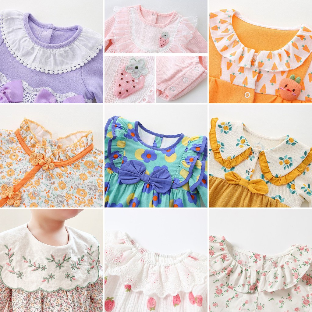 Áo Liền Quần Tay Dài Bằng Cotton In Hoa Dành Cho Bé Gái Sơ Sinh 0880 0880