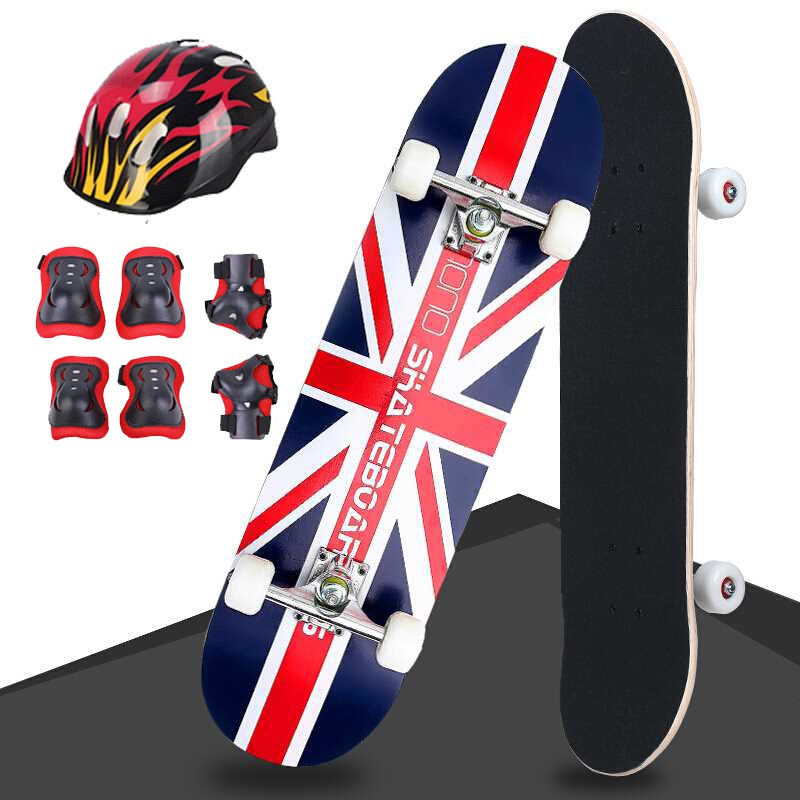 Combo Ván Trượt Cỡ Lớn Skateboard Mặt Nhám 80cm + Tặng Kèm Bộ Bảo Hộ (Mũ -Bảo Vệ Tay Chân)