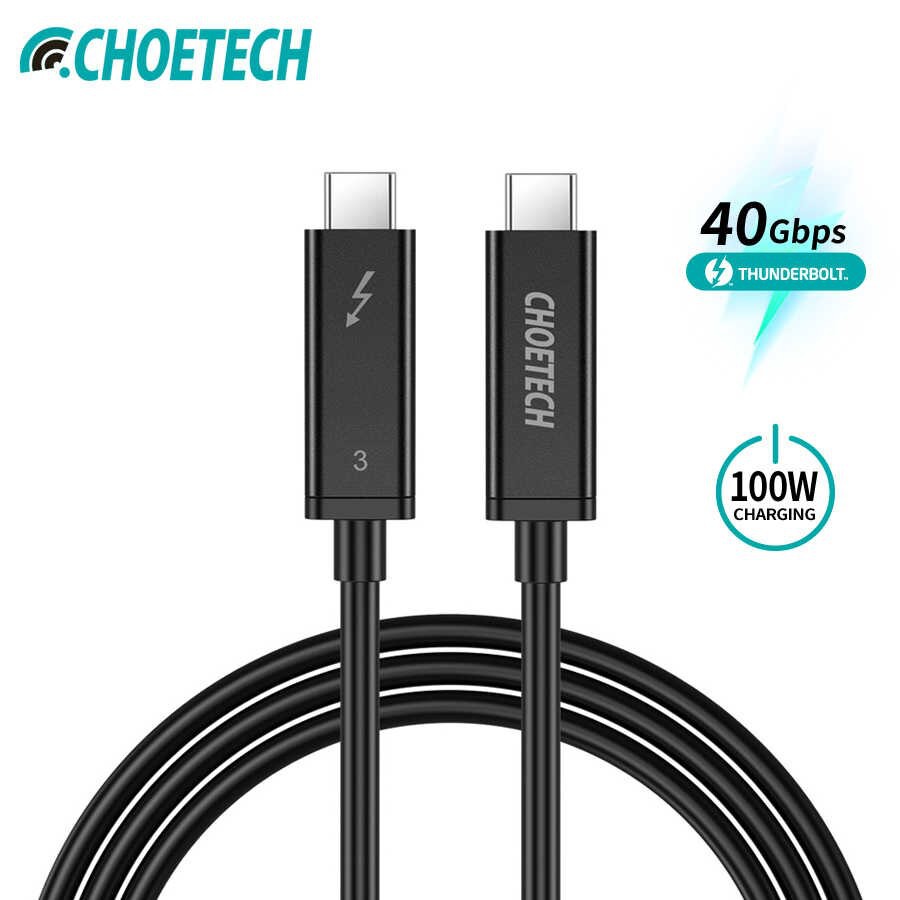 Dây Cáp Thunderbolt 3 TyepC To C 40Gbps 5K 60Hz 100W Dài 2 Mét CHOETECH A3006  - Chính Hãng