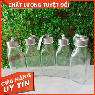 [Giá Siêu HOT]Chai thủy tinh vuông 300ml nắp dây