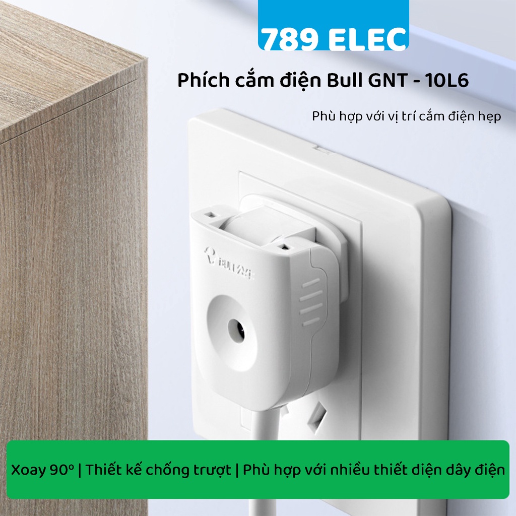 Phích cắm điện Bull 10A xoay 90 độ