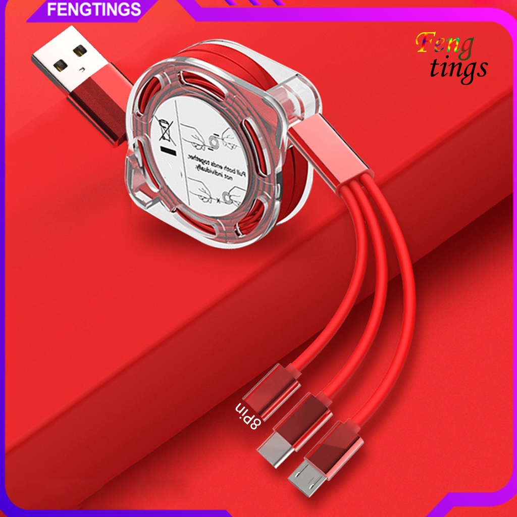 Cáp sạc nhanh 3 trong 1 type-C micro-USB 9 pin 2.4A cho điện thoại tiện dụng