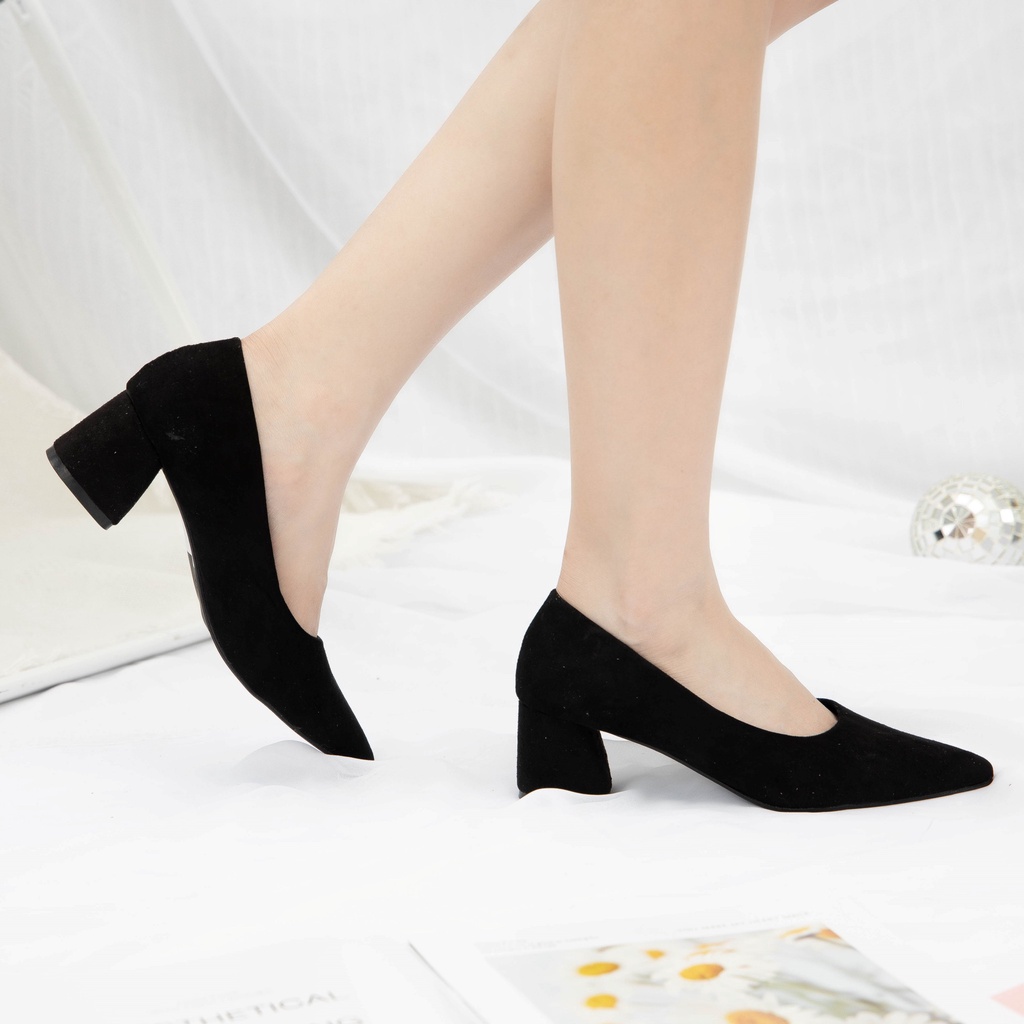 Giày MWC 4275 - Giày Cao Gót 5cm, Cao Gót Da Bít Mũi Bít Gót Thanh Lịch