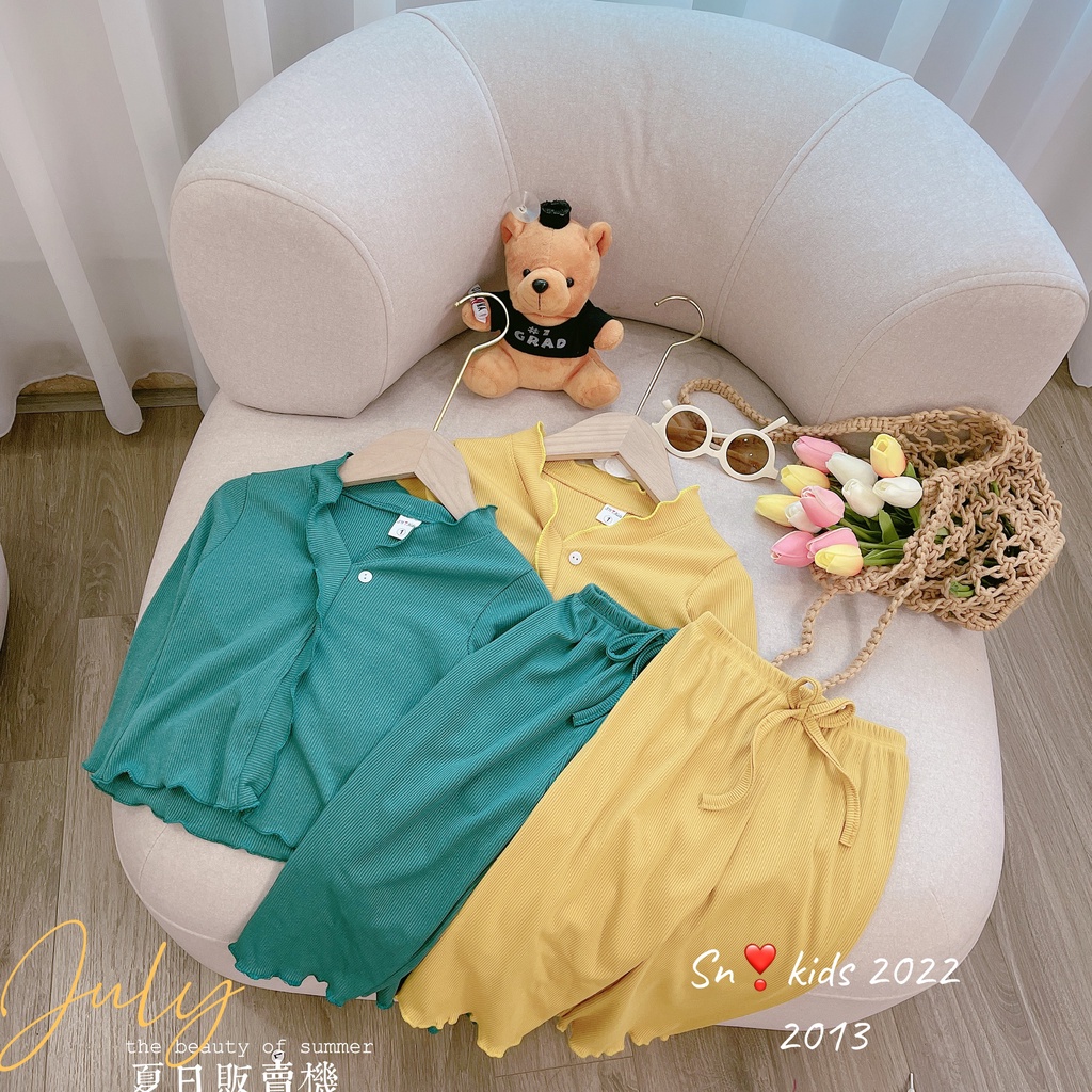 Quần áo dài tay bé gái, set bộ tăm lạnh Quảng Châu quần ống suông siêu đẹp cho bé