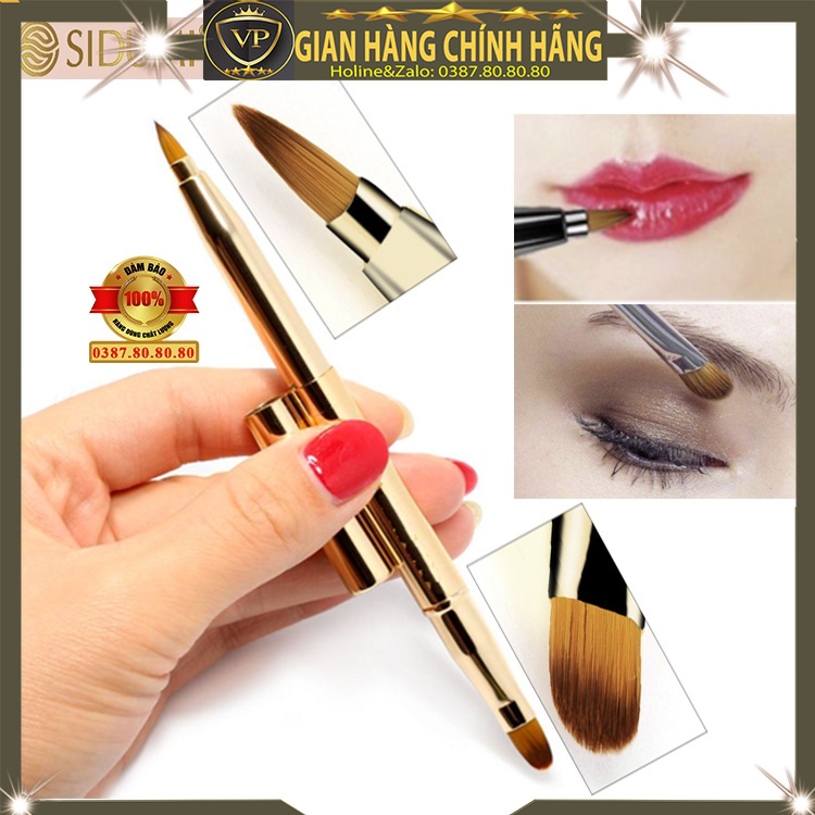 Cọ chổi đánh son môi 2 đầu có nắp dùng tán son tô son vẽ viền môi đánh phấn mắt và kẻ mắt chính hãng sidumi hàn quốc