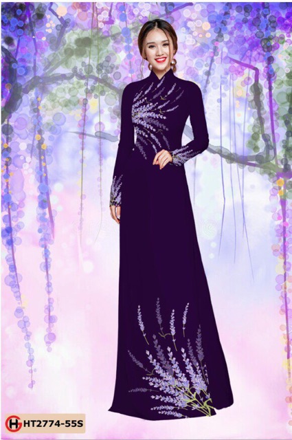 Vải áo dài hoa lavender