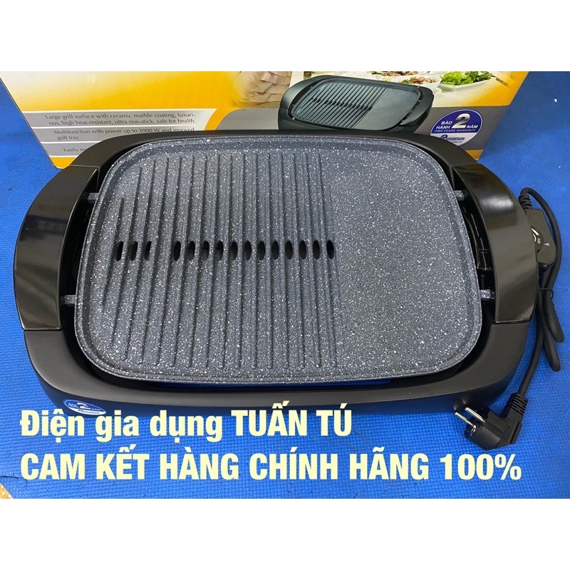 (Mua1 Tặng1 Kéo Nhật Bản Cao Cấp ) Bếp Vỉ nướng điện BBQ Bluestone EGB-7417 2000W chống dính đá siêu bền tiết kiệm điện