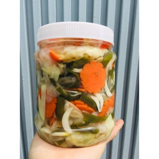 Hủ 800g dưa cải nhận giấm giòn chua chua ngọt ngọt cay cay nhà làm, giấm nhà nuôi