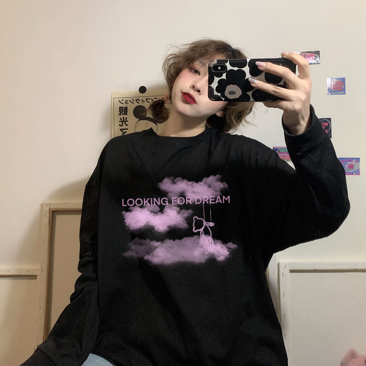 Women Korean Long Sleeve Cloud Printed Blouse | BigBuy360 - bigbuy360.vn