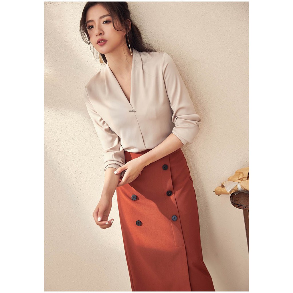 CHÂN VÁY PHỐI 6 NÚT HANA SUGAR💓💓FREESHIP💓💓 Giảm ngay 50k khi nhập [THOITRANGNU] Thời Trang Nữ Công Sở Thiết Kế Cao C | BigBuy360 - bigbuy360.vn