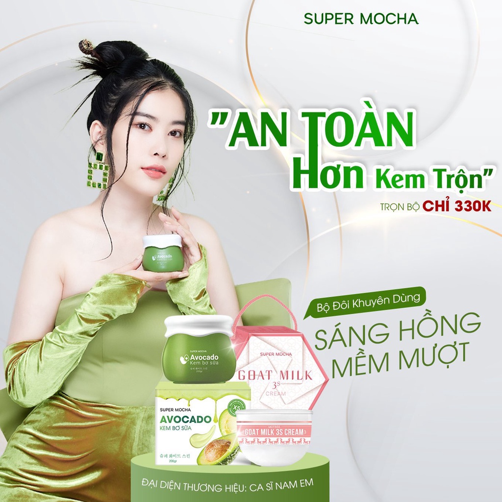 Kem body bơ sữa và kem body sữa dê SUPER MOCHA, combo kem dưỡng trắng da, dưỡng ẩm làm mịn da