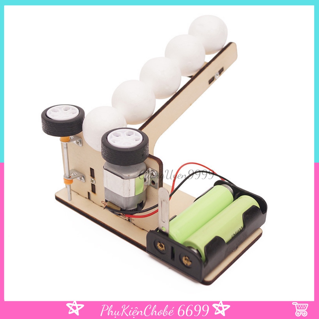 Đồ chơi sáng tạo STEM Máy bắn bóng chạy bằng pin có động cơ ,Đồ chơi DIY