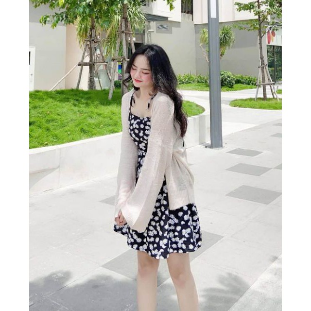 Áo Cardigan Len Dệt Kim Mỏng Nhẹ Đi Biển Khoác Ngoài Bikini Vintage Sexy - SVFA80b