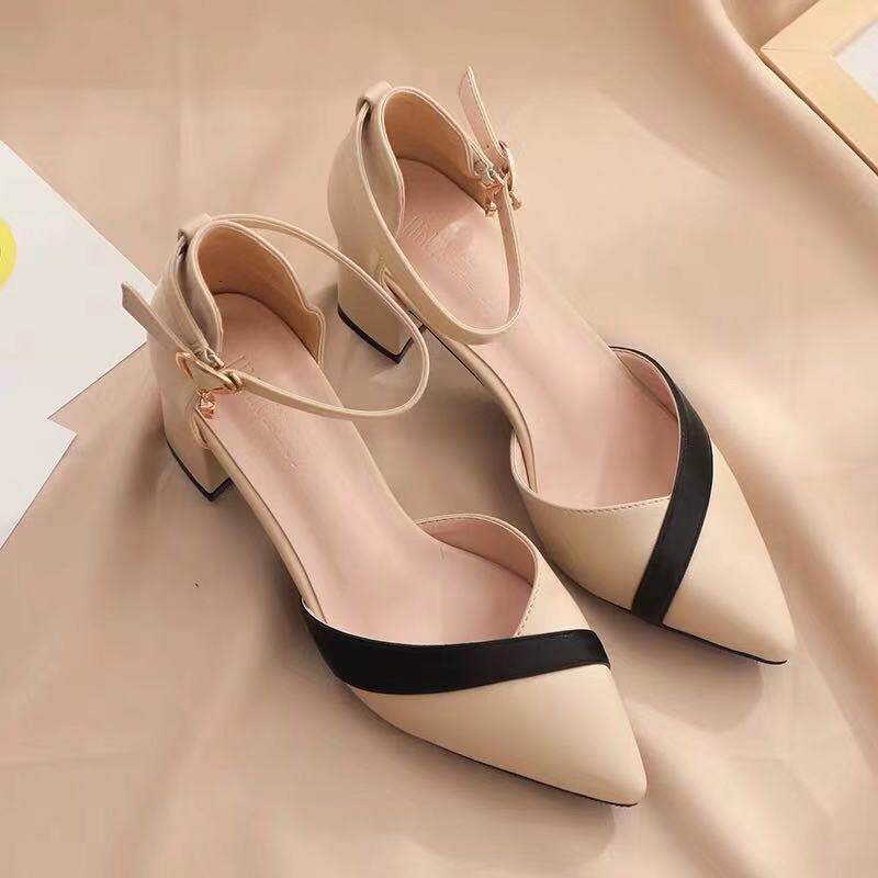 Giày Nữ Xăng Đan gót 3CM Có Khóa Phong Cách Mới Mùa Hè a1 CG-0601, Rosa fashion