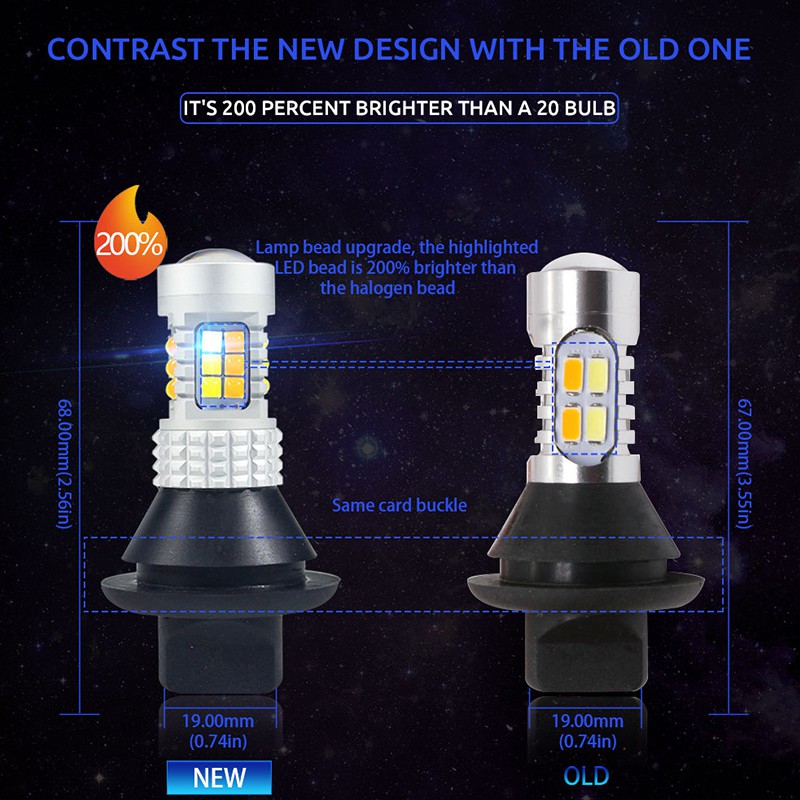 Set 2 Đèn LED Xi Nhan Kevanly T20 Drl Ba15S P21W Bau15S Py21W 7440 W21W T25 3156 3030chips 30SMD 12V