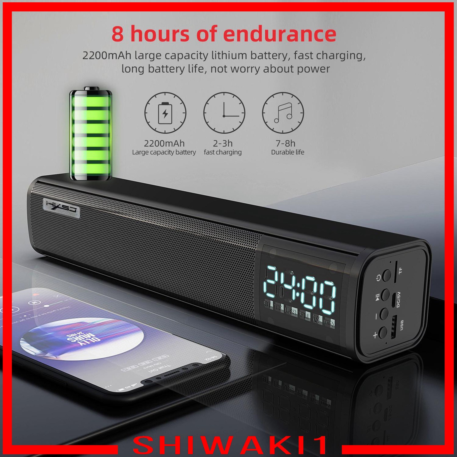 Loa Bluetooth 3d Shiwaki1 Âm Thanh Nổi Hỗ Trợ Tf Usb Aux Fm