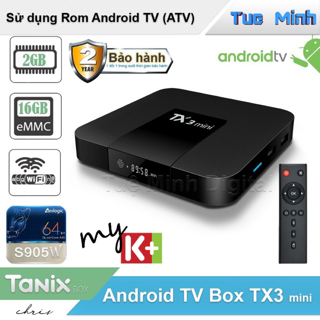 Android Tivi Box TX3 mini - 2G Ram và 16G bộ nhớ, Bluetooth, MyK+, AndroidTV 8.1 - BH 2 năm
