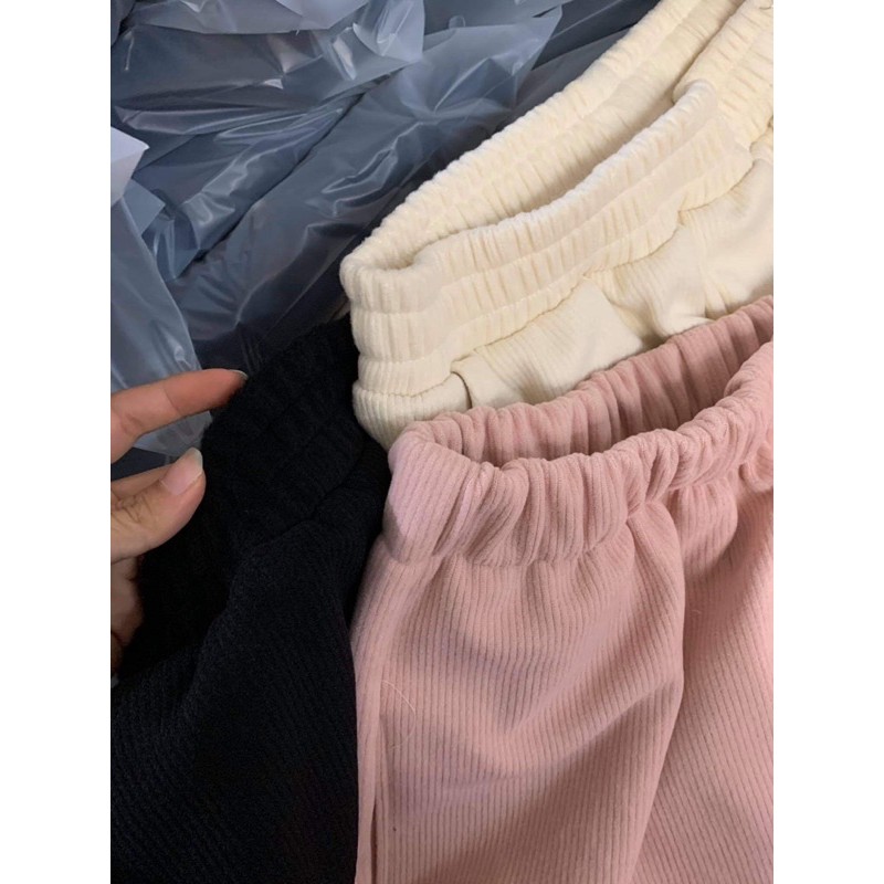 Quần vải  baggy nhung tăm siêu ấm - ảnh thật shop chụp