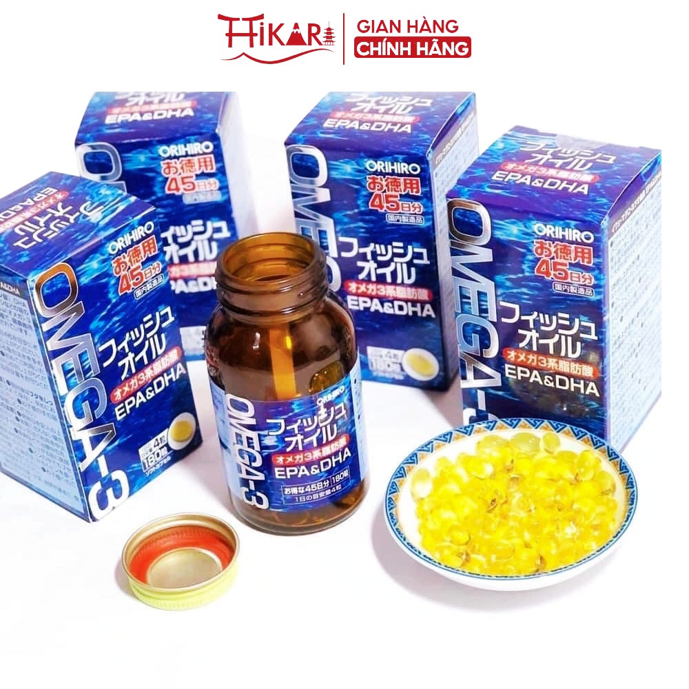 Viên uống dầu cá Omega 3 bổ mắt bổ não Orihiro Nhật Bản 180 viên