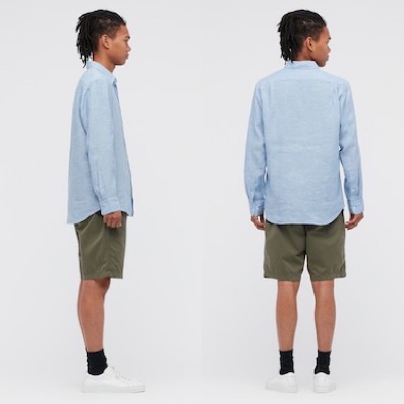 Áo sơ mi nam dài tay vải thô thời trang của Uniqlo