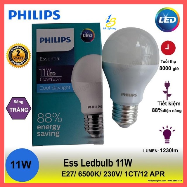 [SIÊU TIẾT KIỆM] Bóng Đèn Led Bulb (búp) 11w A60 E27 Philips[CHÍNH HÃNG] Cực Sáng