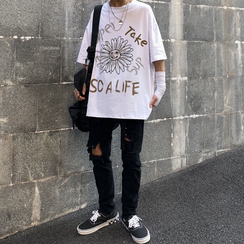 Áo ngắn tay dáng suông phong cách hiphop thời trang hàn quốc | BigBuy360 - bigbuy360.vn