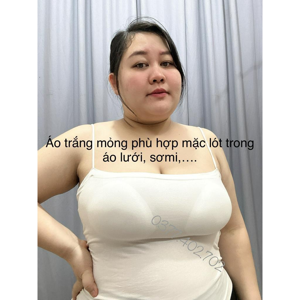 Áo hai dây sợi bún bigsize có mút ngực cotton co dãn , 2 dây plussize 100kg MS0921