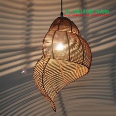 Đèn mây tre thả trần .Mẫu đèn thả hình con ốc
