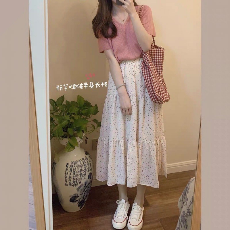 Set áo hồng + chân váy