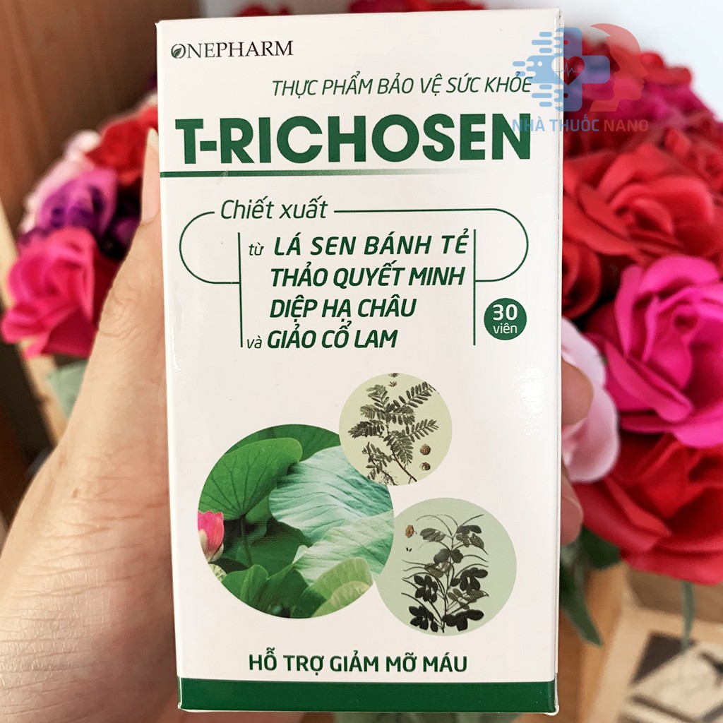 Combo 12 hộp T-RICHOSEN từ Lá Sen, Thảo Quyết Minh, Diệp Hạ Châu, Giảo Cổ Lam giảm mỡ máu
