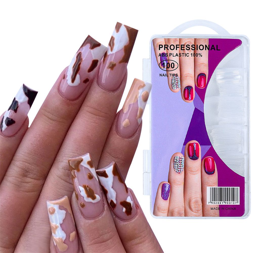 [Hàng mới về] Set 100 móng tay giả trong suốt bằng acrylic chuyên dụng làm đẹp cho nữ