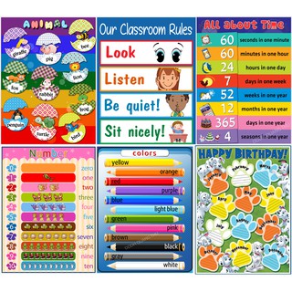 [Đồ dùng dạy học] Set 6 tấm trang trí lớp Tiếng Anh A3